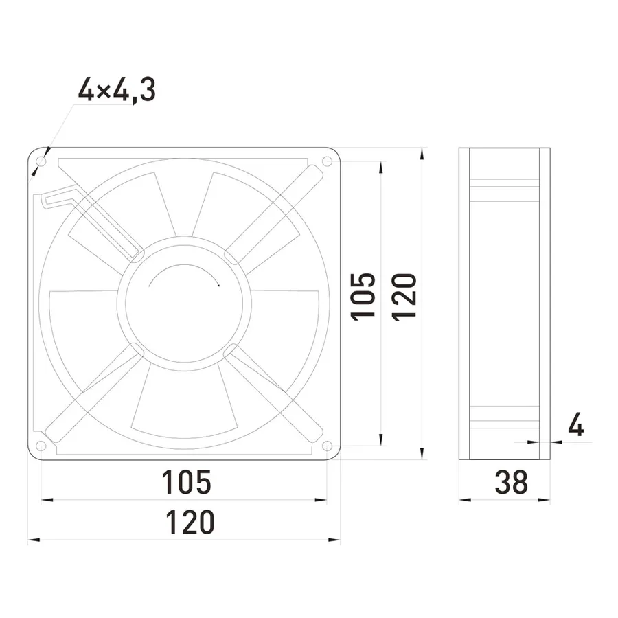 Вентилятор e.climat.fan.pro.120, 120х120х38мм 22Вт АС230В