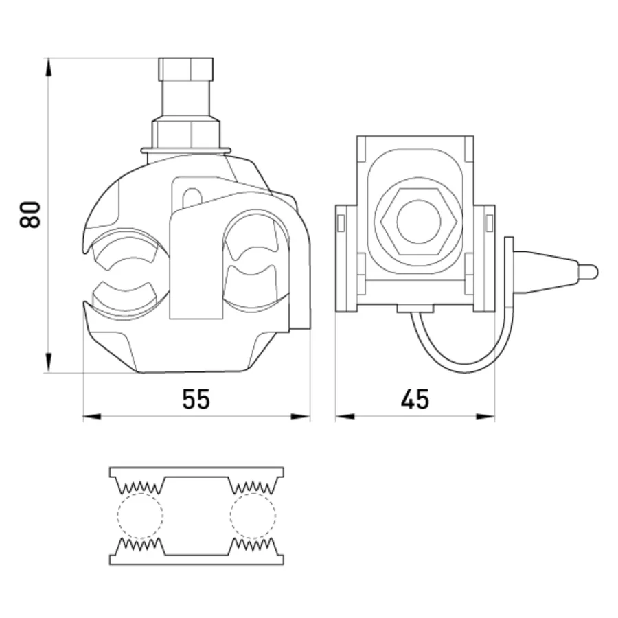 Відгалужувальний проколюючий затискач e.pricking.clamp.pro.50.150.6.50, 50-150 кв.мм/6-50кв.мм