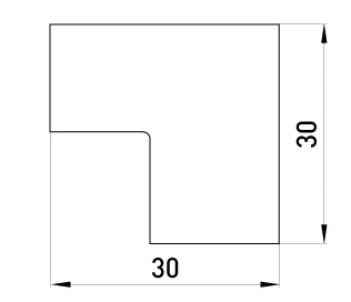 Внутрішній кут e.trunking.blend.in.stand.40.16 для короба 40х16мм - габаритні розміри