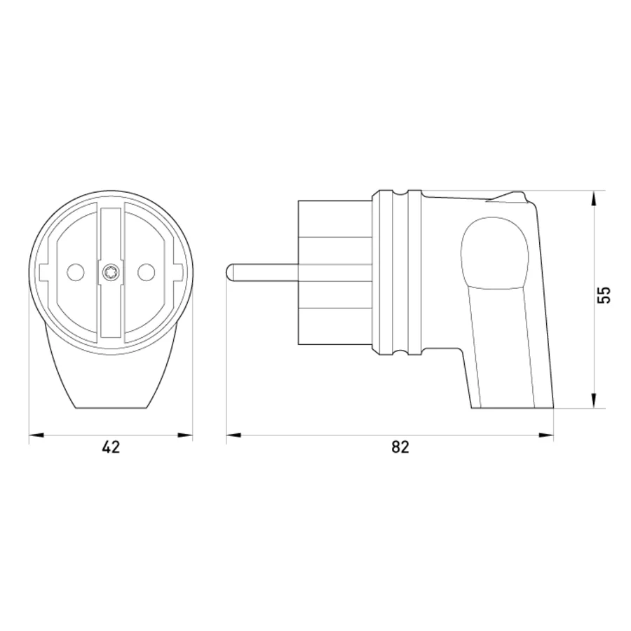 Вилка кутова каучукова e.plug.rubber.angle.027.16, з з/к, 16А