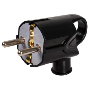Вилка побутова e.plug.angle.006.16,з з/к, 16А, кутова, чорна, з ручкою