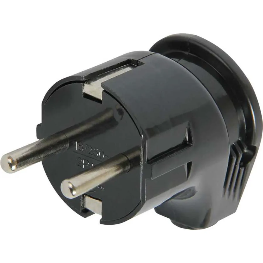Вилка побутова e.plug.angle.008.16,з з/к, 16А кутова чорна