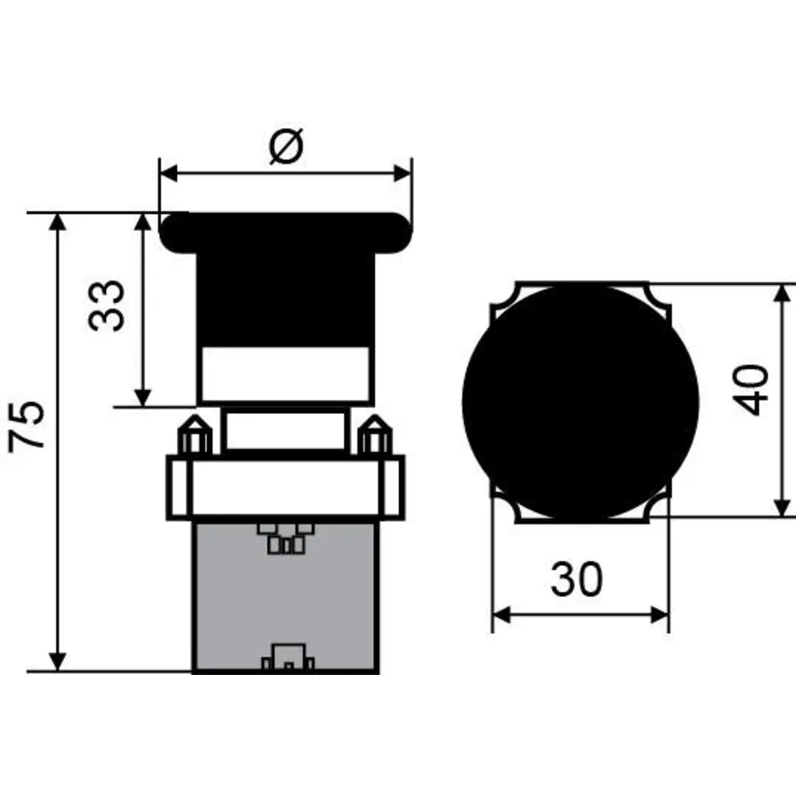 XB2-BC42 Кнопка "грибок" (d 40 мм) "Стоп" червона
