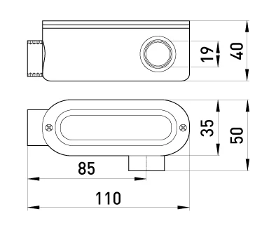З'єднувач ревізійний Г-подібний  e.industrial.pipe.db.revise.elbow.1/2" для труб 1/2" - габаритні розміри