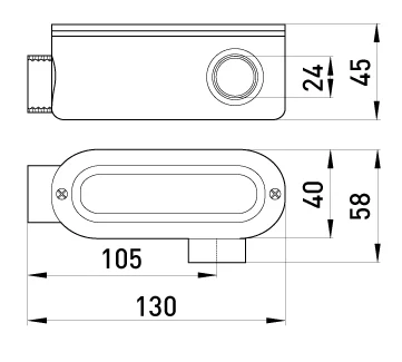 З'єднувач ревізійний Г-подібний e.industrial.pipe.db.revise.elbow.3/4" для труб 3/4" - габаритні розміри
