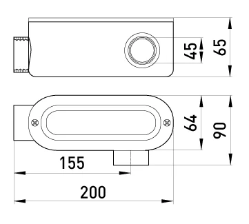 З'єднувач ревізійний Г-подібний e.industrial.pipe.db.revise.elbow.1-1/2" для труб 1-1/2" - габаритні розміри