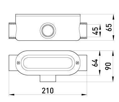 З'єднувач ревізійний Т-подібний e.industrial.pipe.db.revise.t.1-1/2" для труб 1-1/2" - габаритні розміри