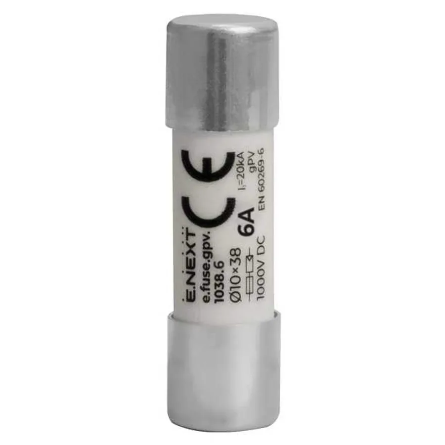 Запобіжник плавкий e.fuse.gpv.1038.6, 10x38, gPV, 6A, 1000VDC, 20kA