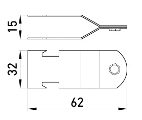 Затискач профілю монтажного e.industrial.strut.clamp.1/2" для труб 1/2" - габаритні розміри