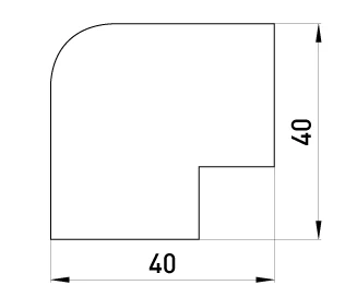 Зовнішній кут  e.trunking.blend.out.stand.40.25 для короба 40х25мм - габаритні розміри